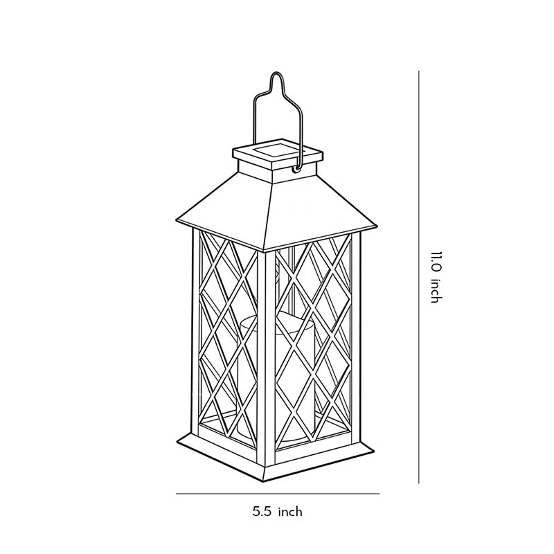 Product dimensions diagram for vintage garden lanterns 11.0inch*5.5inch