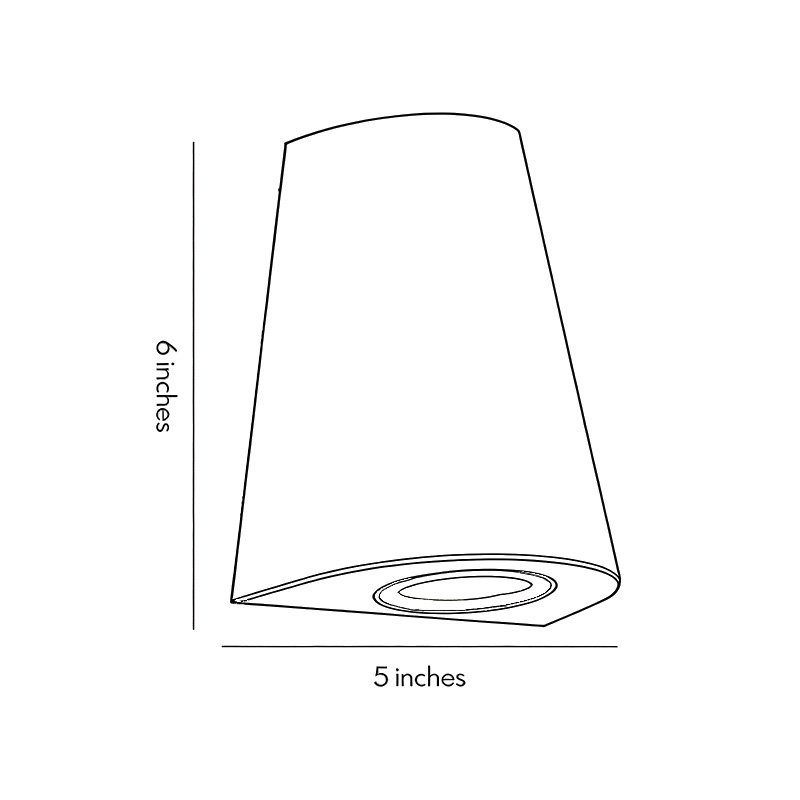 Product dimension drawing of the tapered wall light 6inch*5inch.