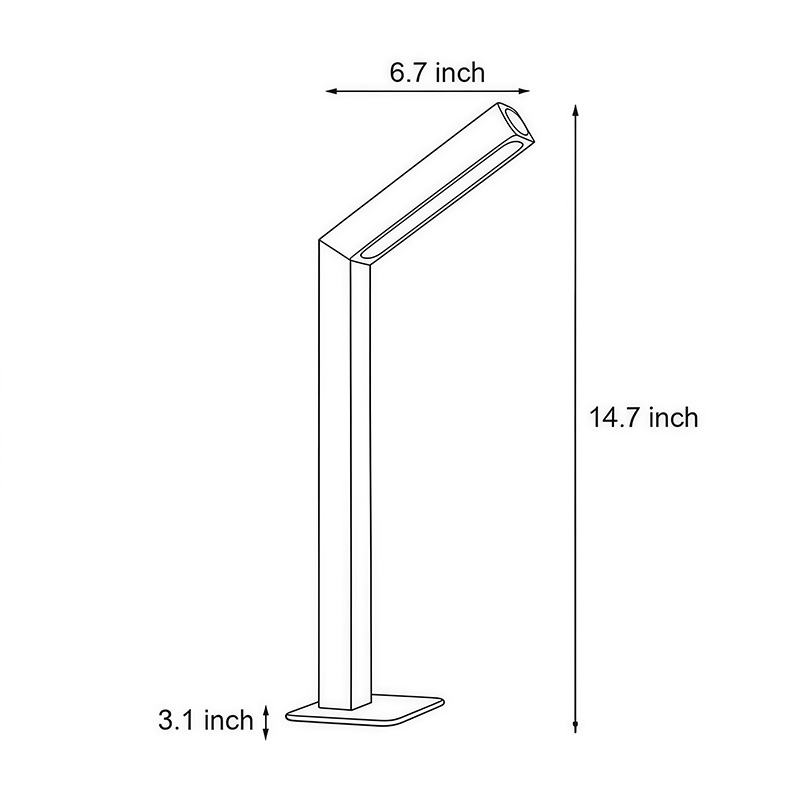 Product size diagram for Nordic led desk light 6.7inch*14.7inch.