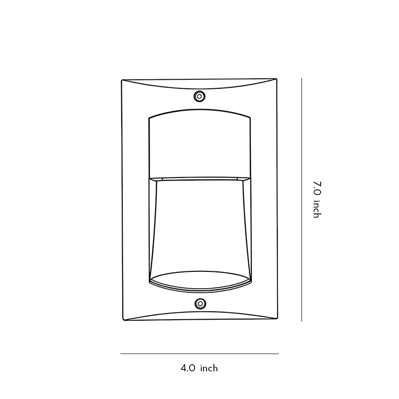 Product dimension drawing of surface-mounted step lights 7.0inch*4.0inch.