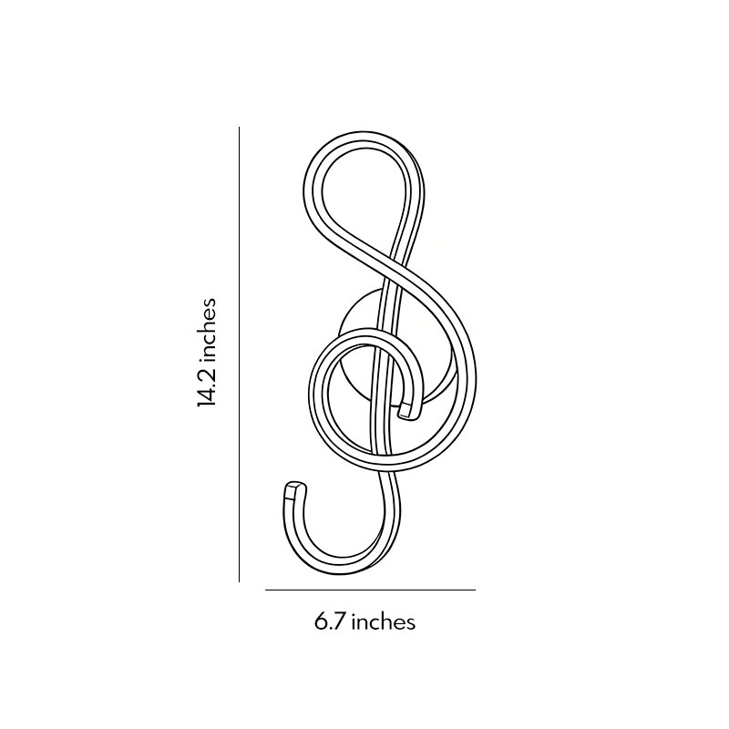 Musical Note Wall Light product dimensions diagram 6.7inch*14.2inc.