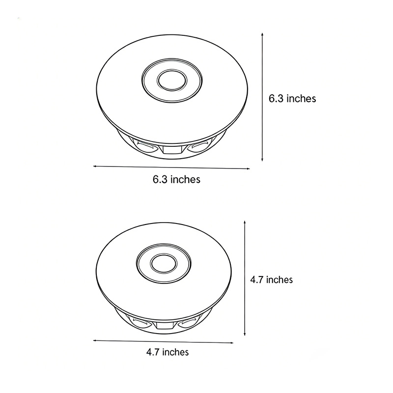 Two different size drawings of the sunflower LED wall light.