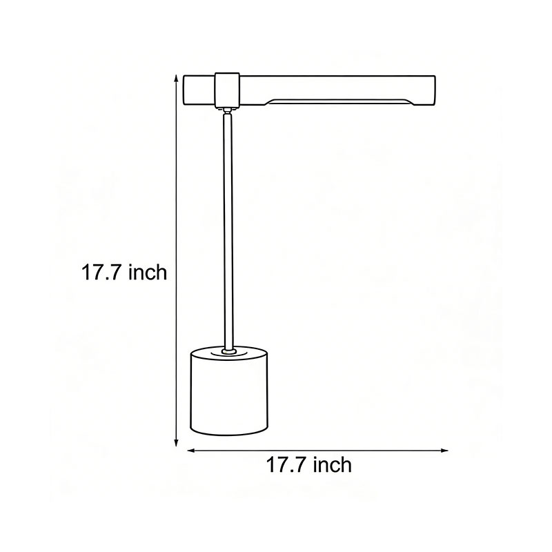 Product structure diagram of the mid-century modern wood and brass lamp 17.7inch*17.7inch.