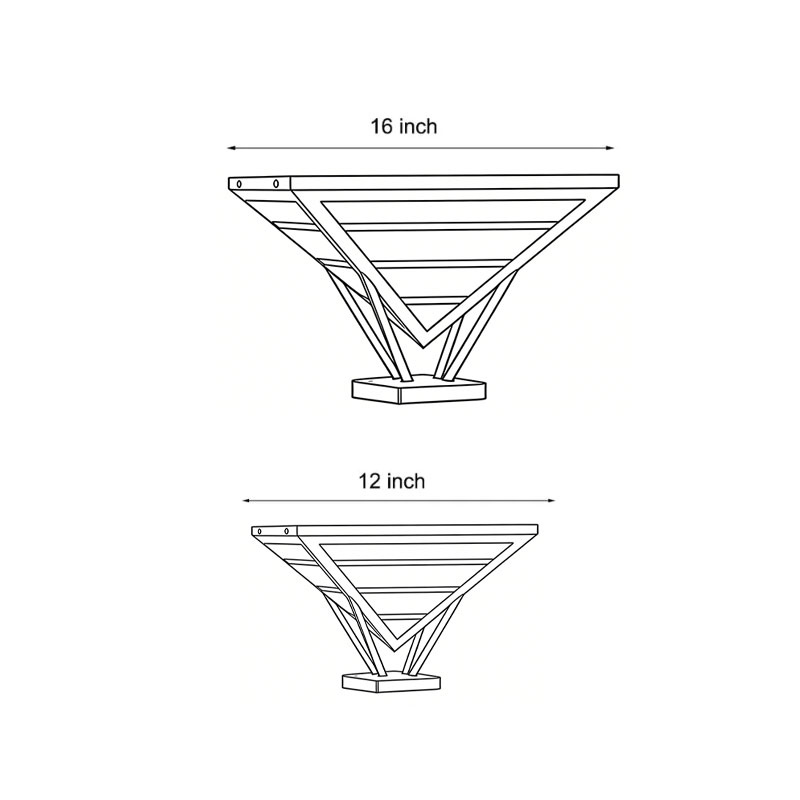 Product specifications drawings for two models of modern gate pillar lights.