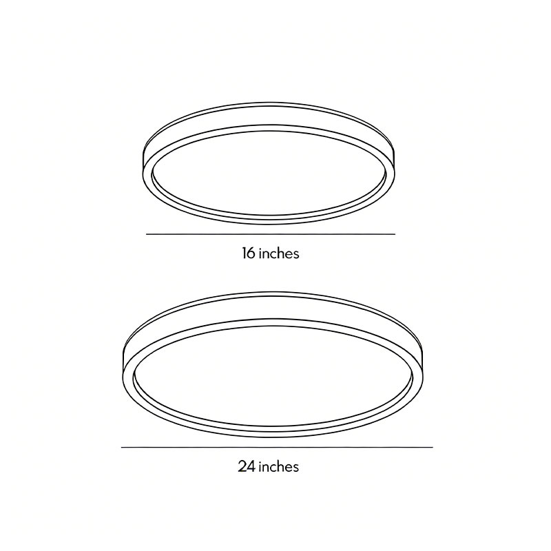 Specifications diagrams for two models of ultra-thin LED ceiling lights.