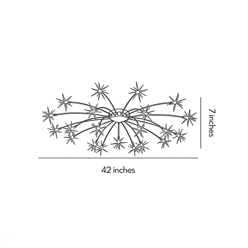 Dimensional drawing of the flush mount starburst light fixture 42inch*7inch.
