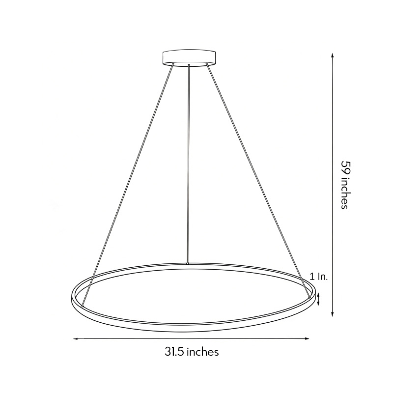 Dimensional drawing of the ring chandelier LED product 31.5inch*59inch.