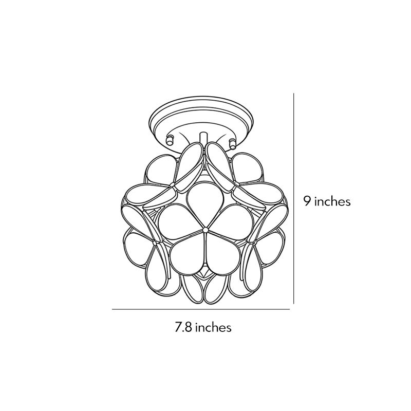 Product dimensions diagram for petal-shaped ceiling lights 7.8inch*9inch.