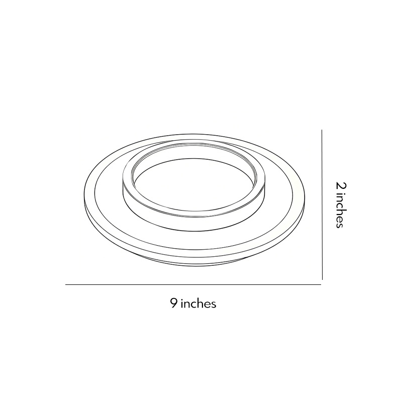 Product dimensions diagram for the double ring flush mount 9inch*2inch.