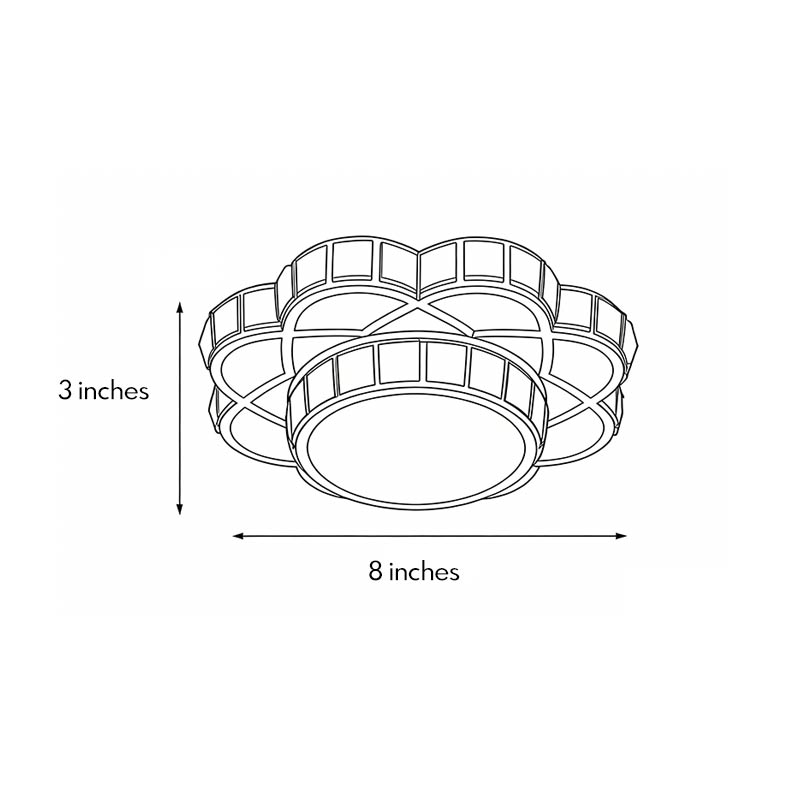 Dimensional drawing of the small crystal flush mount ceiling light 3inch*8inch.