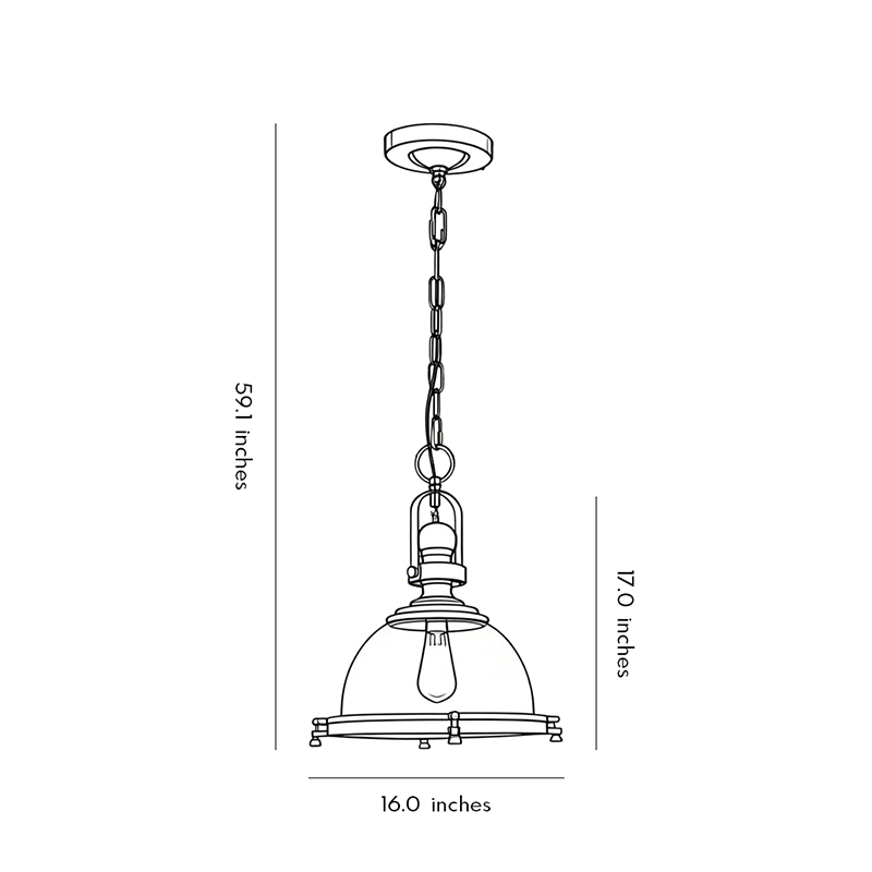 Dimensional drawings for glass pendant lights for the kitchen 59.1inch*17.0inch.