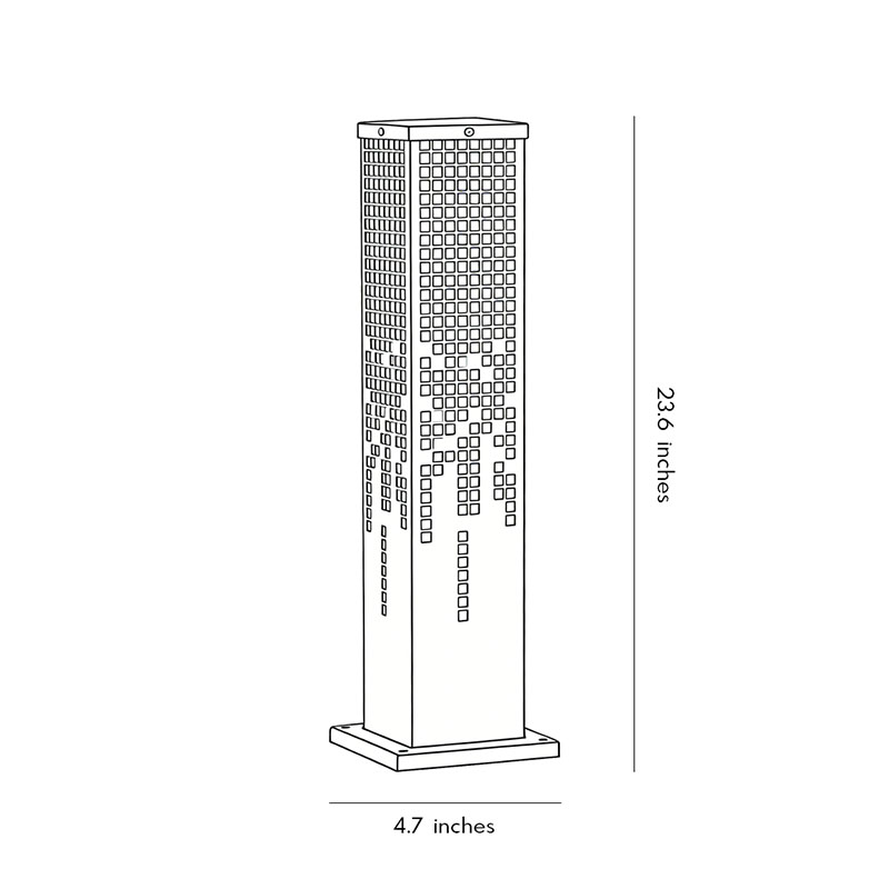 Product size diagrams for pixel bollard lamps. 4.7inch * 23.6inch.